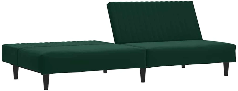 Dvivietė sofa-lova, tamsiai žalios spalvos, aksomas