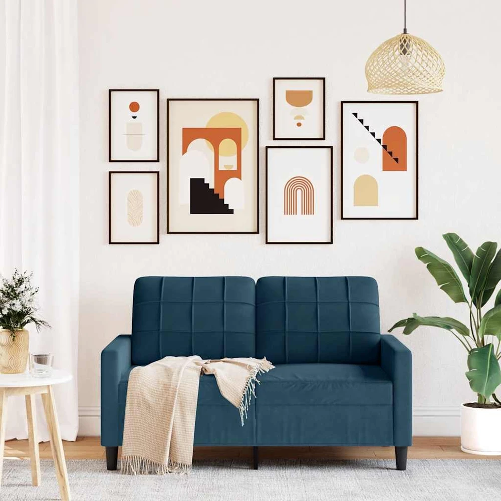 Dvivietė sofa, mėlynos spalvos, 120cm, aksomas