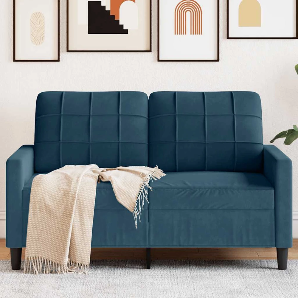 Dvivietė sofa, mėlynos spalvos, 120cm, aksomas