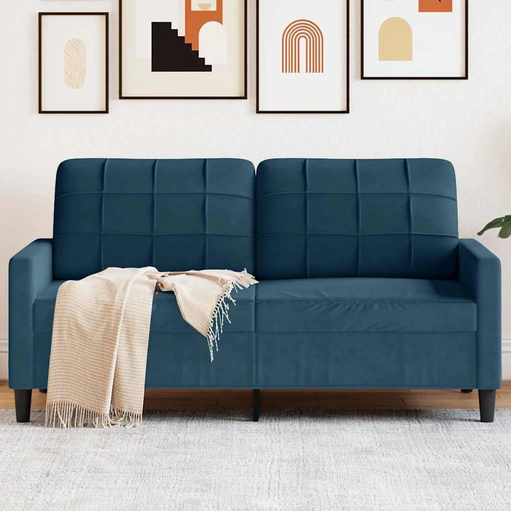 Dvivietė sofa, mėlynos spalvos, 140cm, aksomas