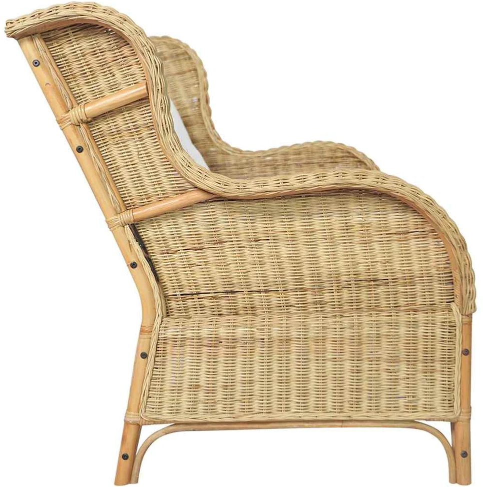 Dvivietė sofa, natūralus ratanas ir linas