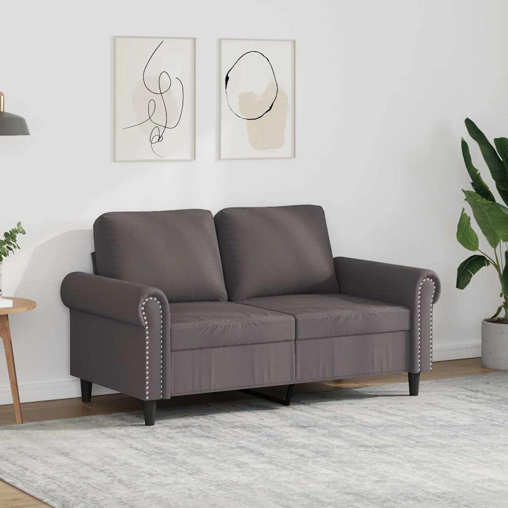 Dvivietė sofa, pilkos spalvos, 120cm, dirbtinė oda