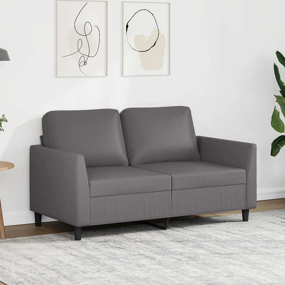 Dvivietė sofa, pilkos spalvos, 120cm, dirbtinė oda