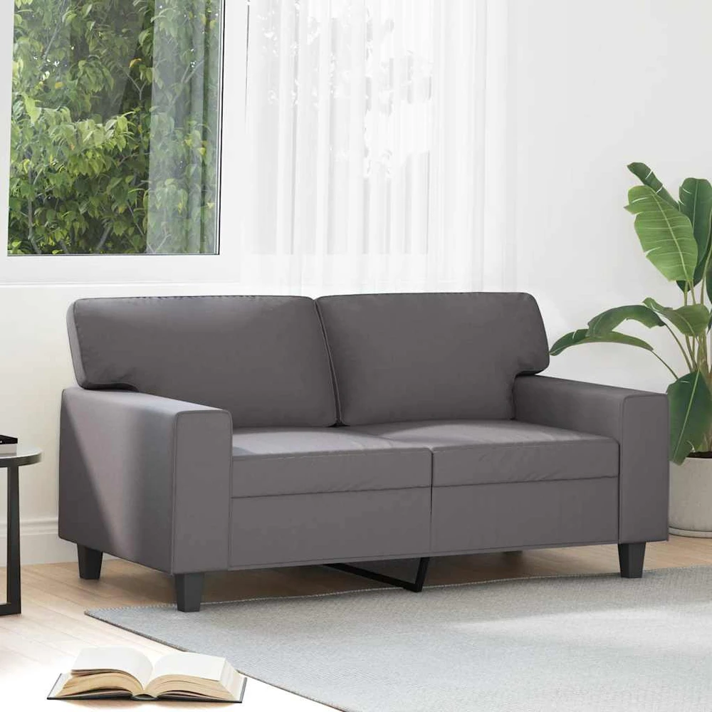 Dvivietė sofa, pilkos spalvos, 120cm, dirbtinė oda