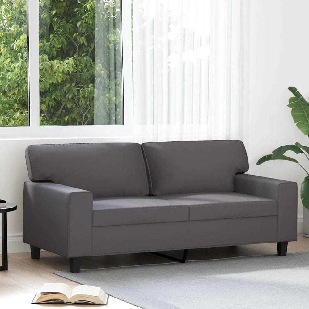 Dvivietė sofa, pilkos spalvos, 140cm, dirbtinė oda