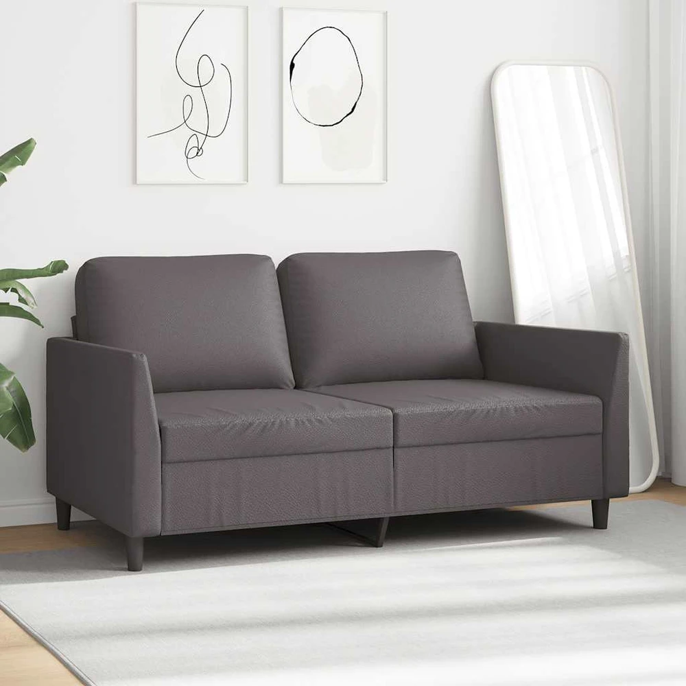 Dvivietė sofa, pilkos spalvos, 140cm, dirbtinė oda