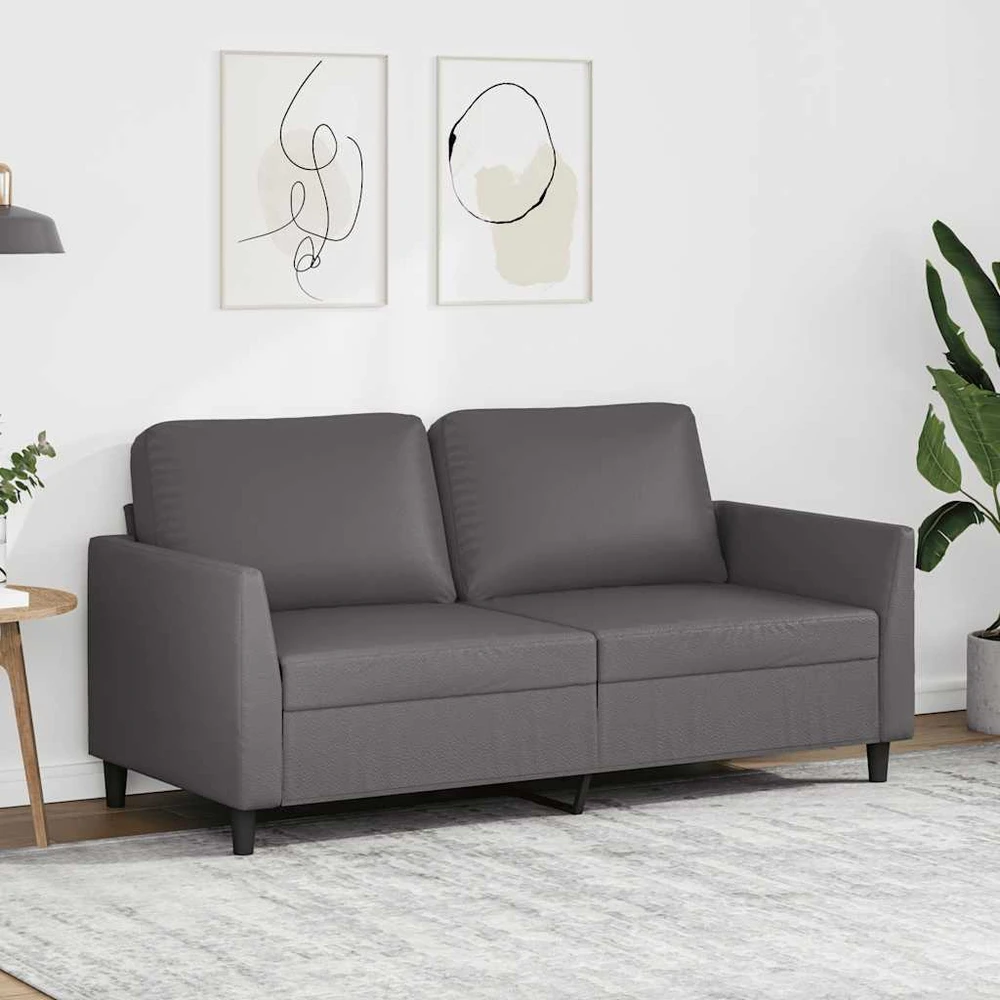 Dvivietė sofa, pilkos spalvos, 140cm, dirbtinė oda