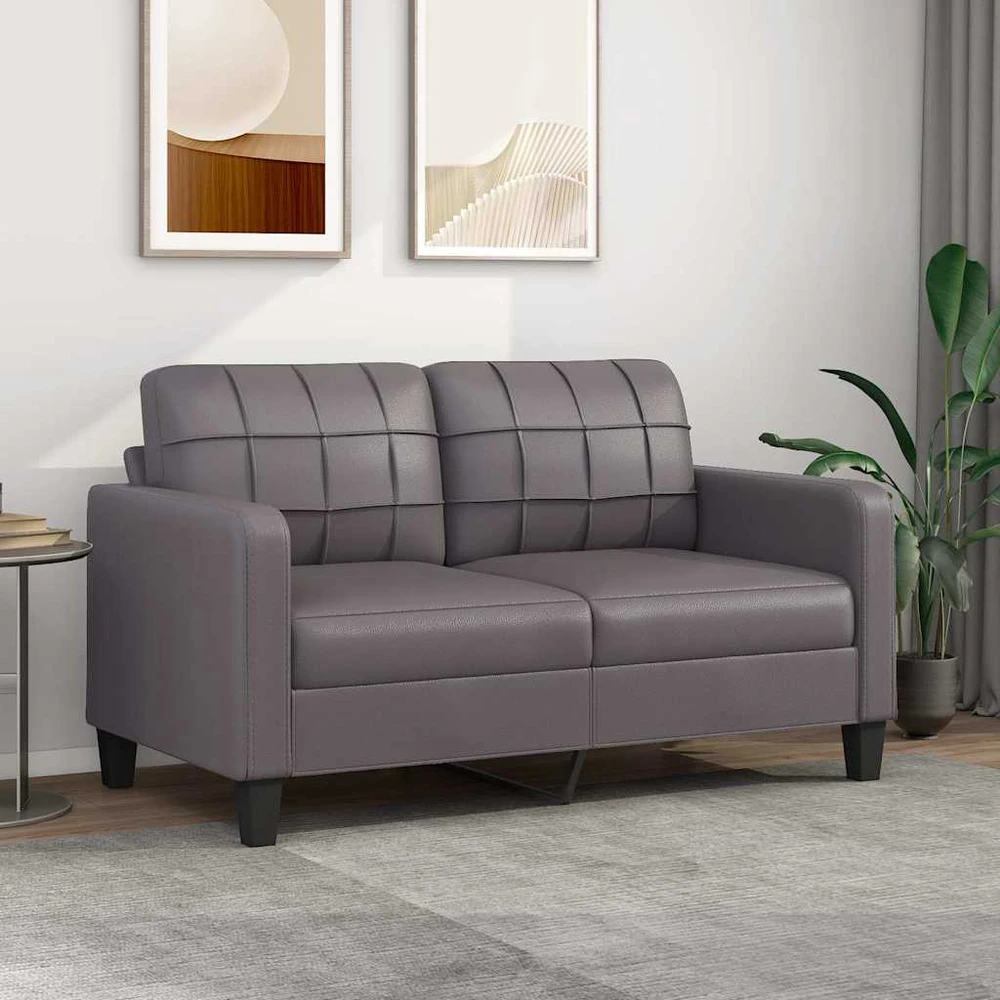 Dvivietė sofa, pilkos spalvos, 140cm, dirbtinė oda