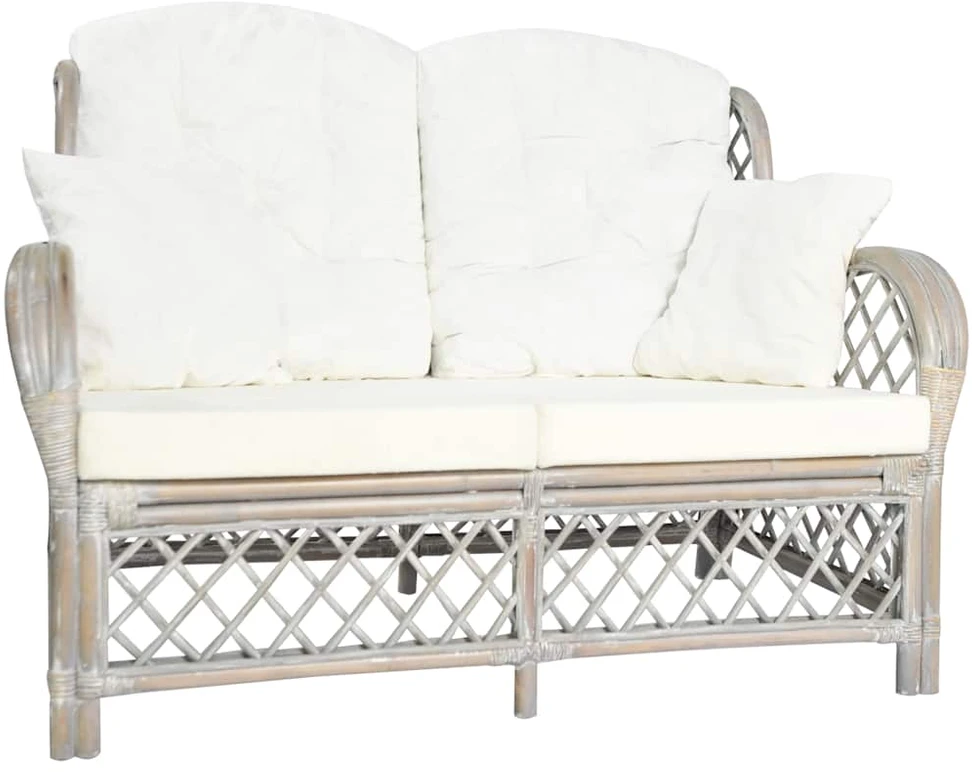 Dvivietė sofa, pilkos spalvos, ratanas
