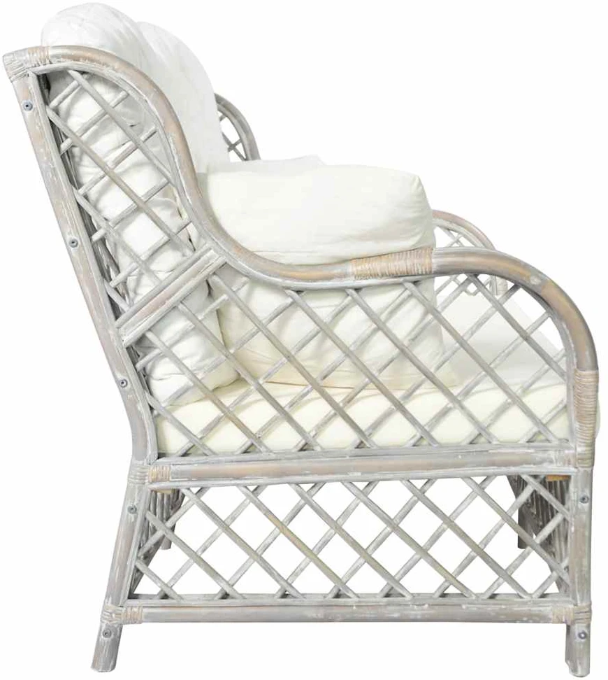 Dvivietė sofa, pilkos spalvos, ratanas