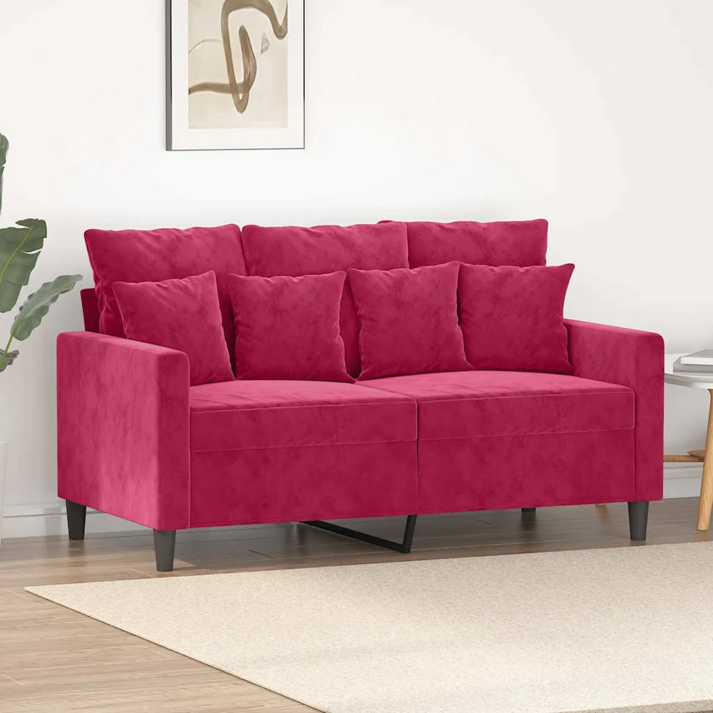 Dvivietė sofa, raudonojo vyno spalvos, 120cm, aksomas