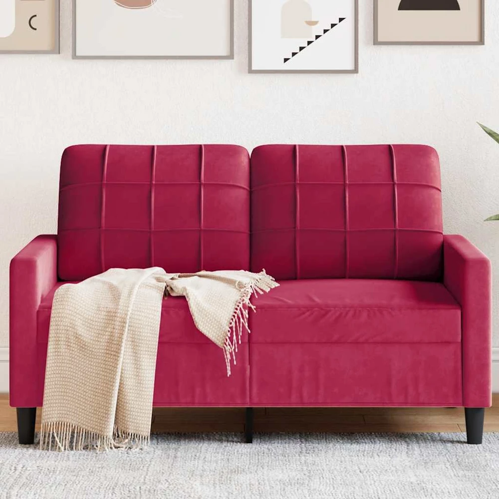 Dvivietė sofa, raudonojo vyno spalvos, 120cm, aksomas