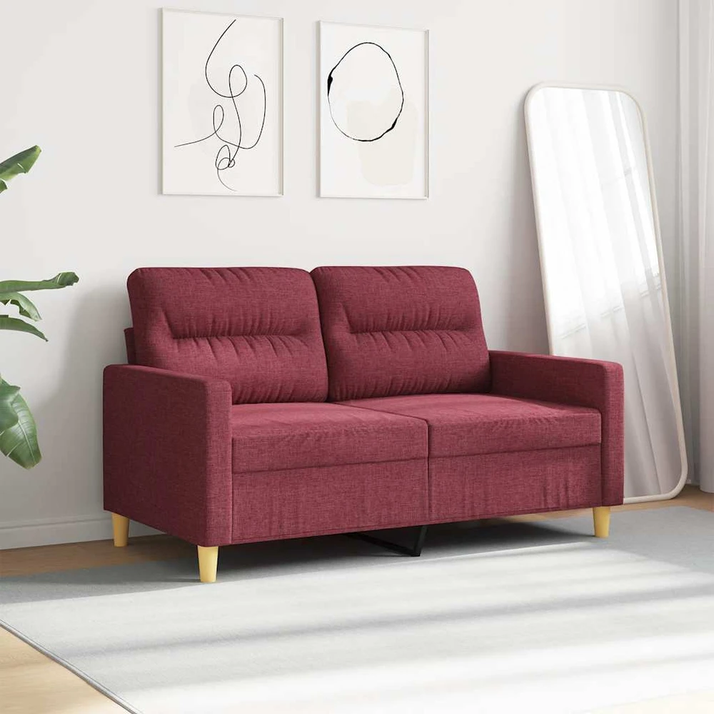 Dvivietė sofa, raudonojo vyno spalvos, 120cm, audinys