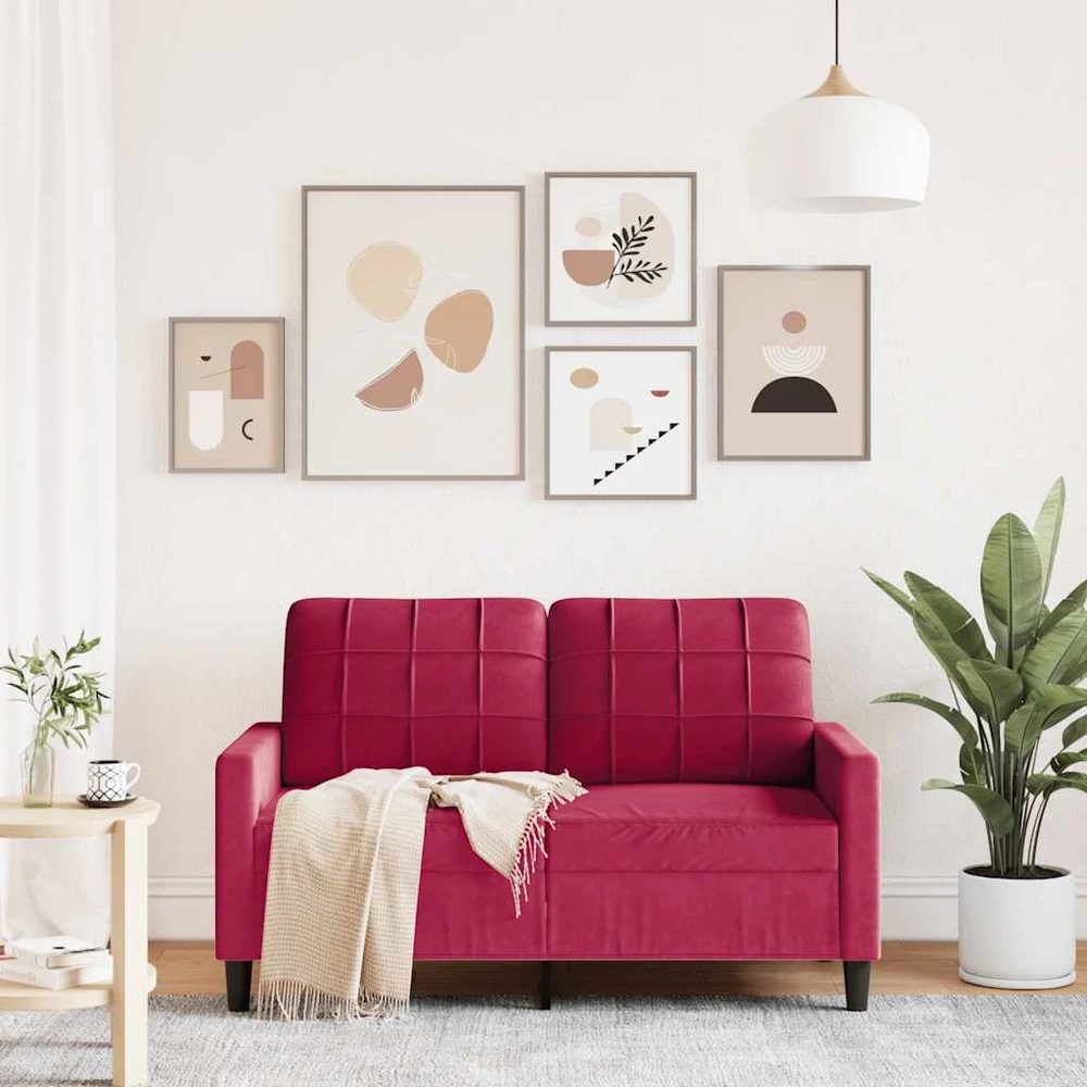 Dvivietė sofa, raudonojo vyno spalvos, 120cm, aksomas
