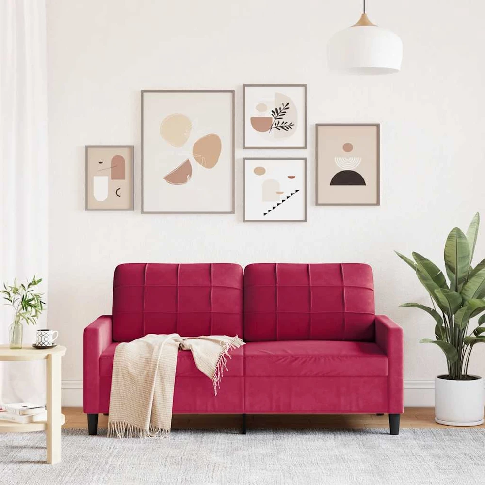 Dvivietė sofa, raudonojo vyno spalvos, 140cm, aksomas
