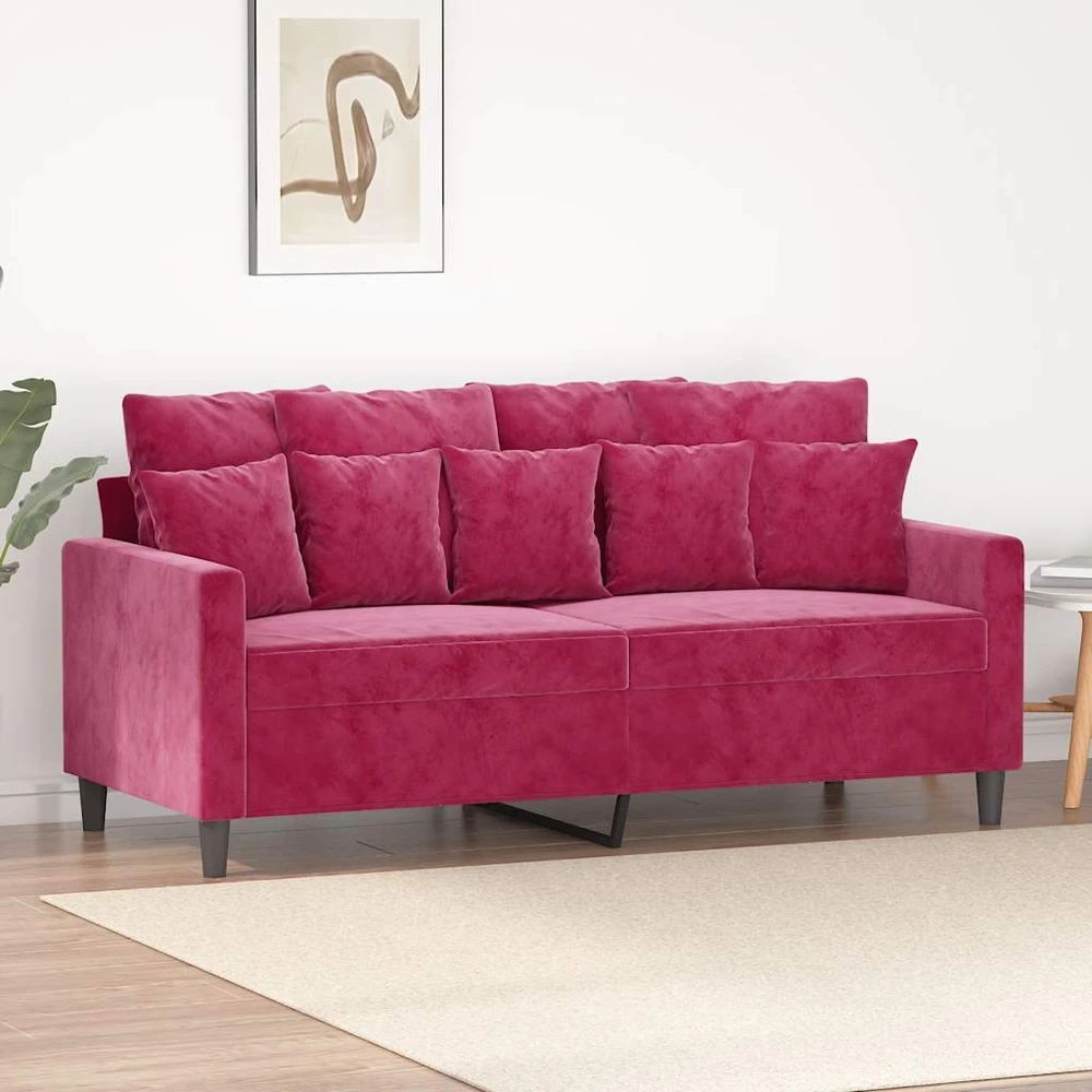 Dvivietė sofa, raudonojo vyno spalvos, 140cm, aksomas