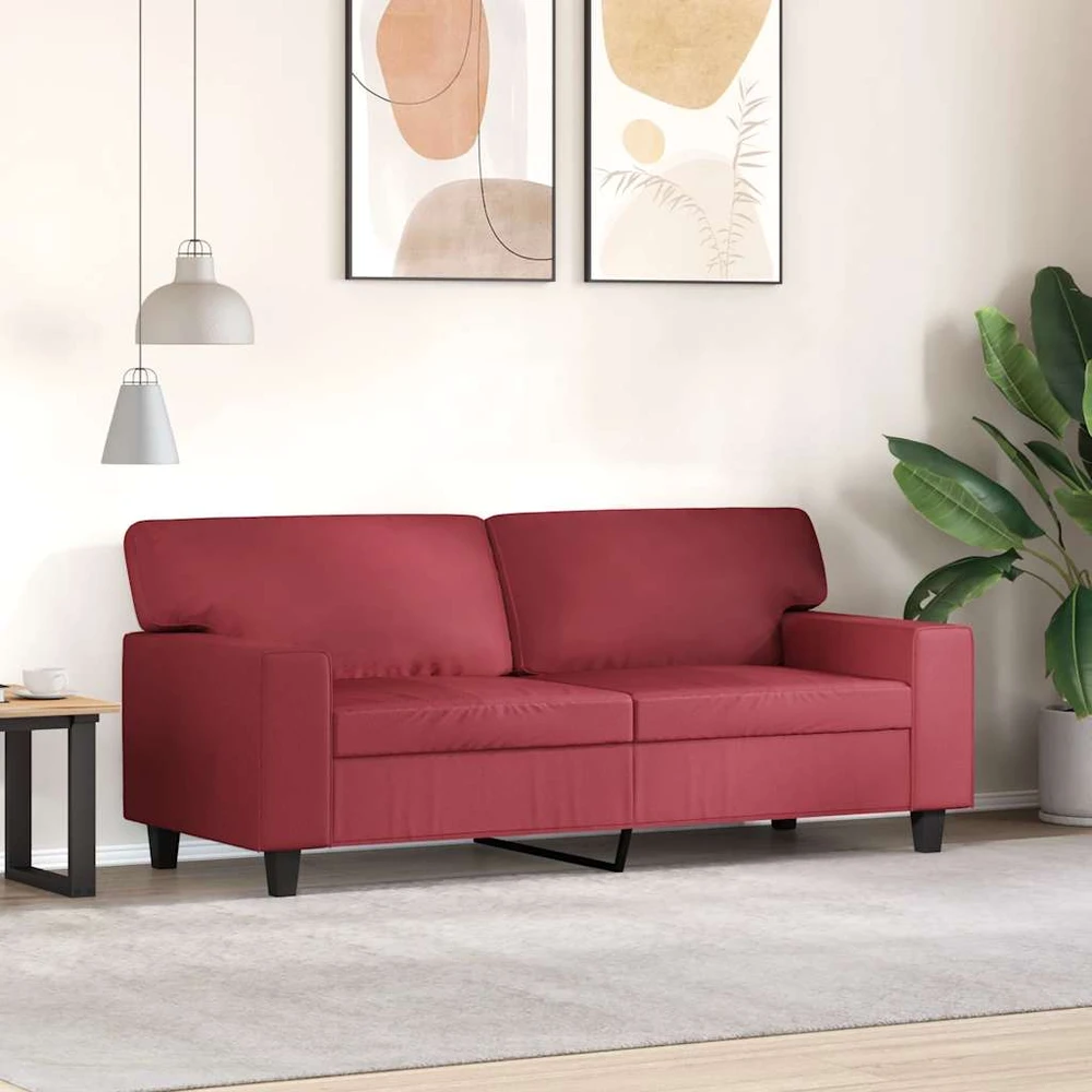 Dvivietė sofa, raudonojo vyno spalvos, 140cm, dirbtinė oda