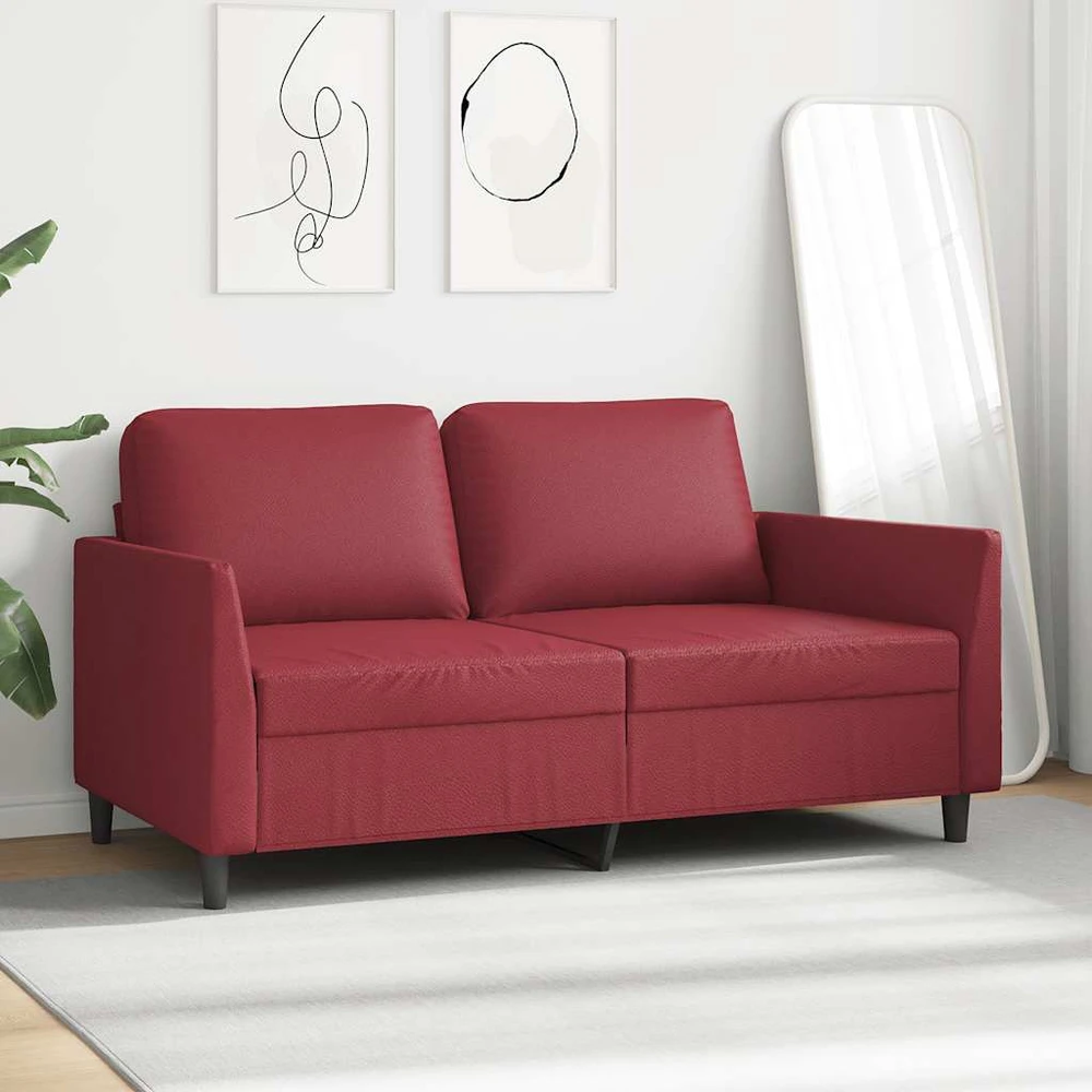 Dvivietė sofa, raudonojo vyno spalvos, 140cm, dirbtinė oda