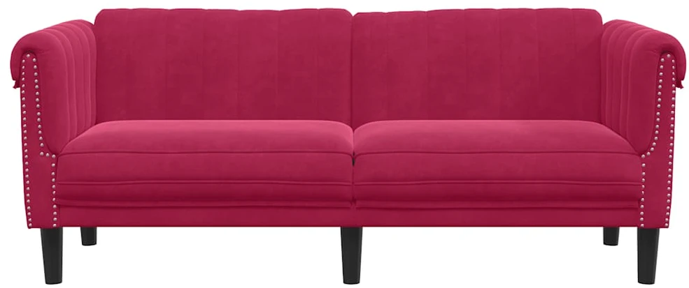 Dvivietė sofa, raudonojo vyno spalvos, aksomas