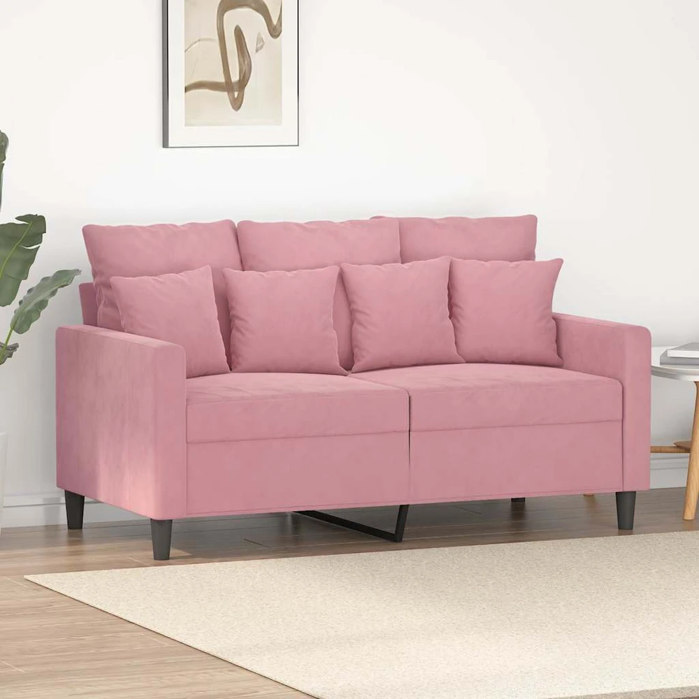 Dvivietė sofa, rožinės spalvos, 120cm, aksomas