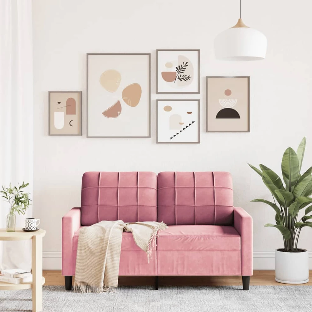Dvivietė sofa, rožinės spalvos, 120cm, aksomas