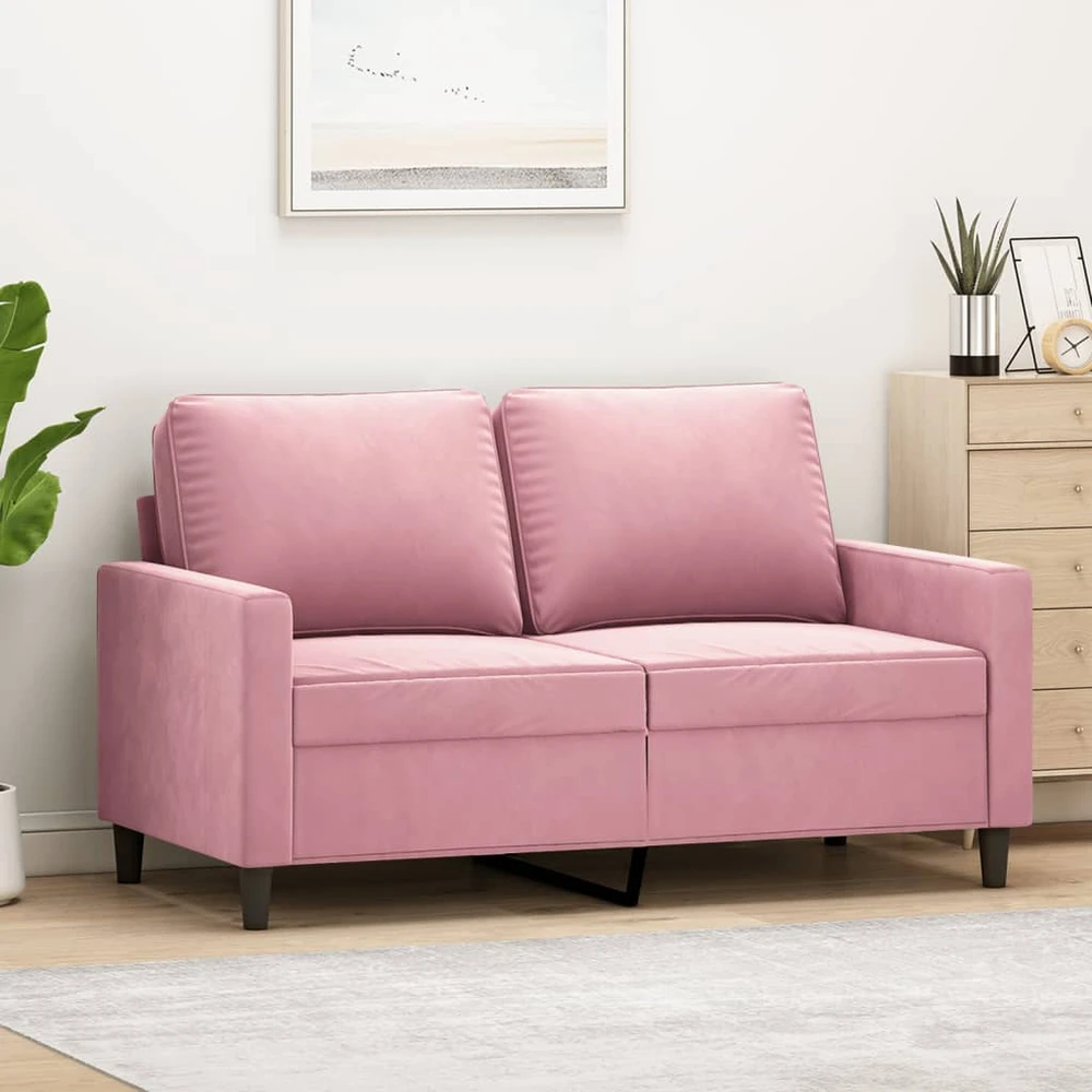 Dvivietė sofa, rožinės spalvos, 120cm, aksomas