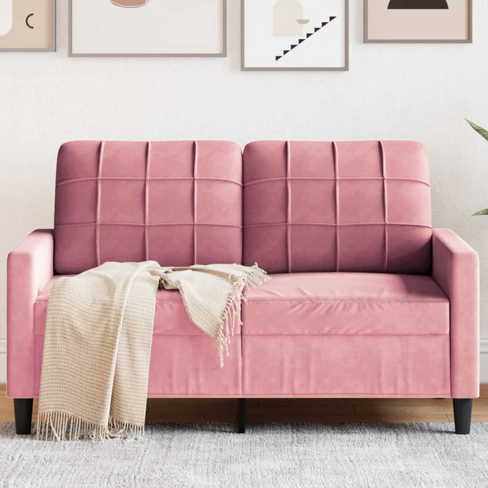 Dvivietė sofa, rožinės spalvos, 120cm, aksomas