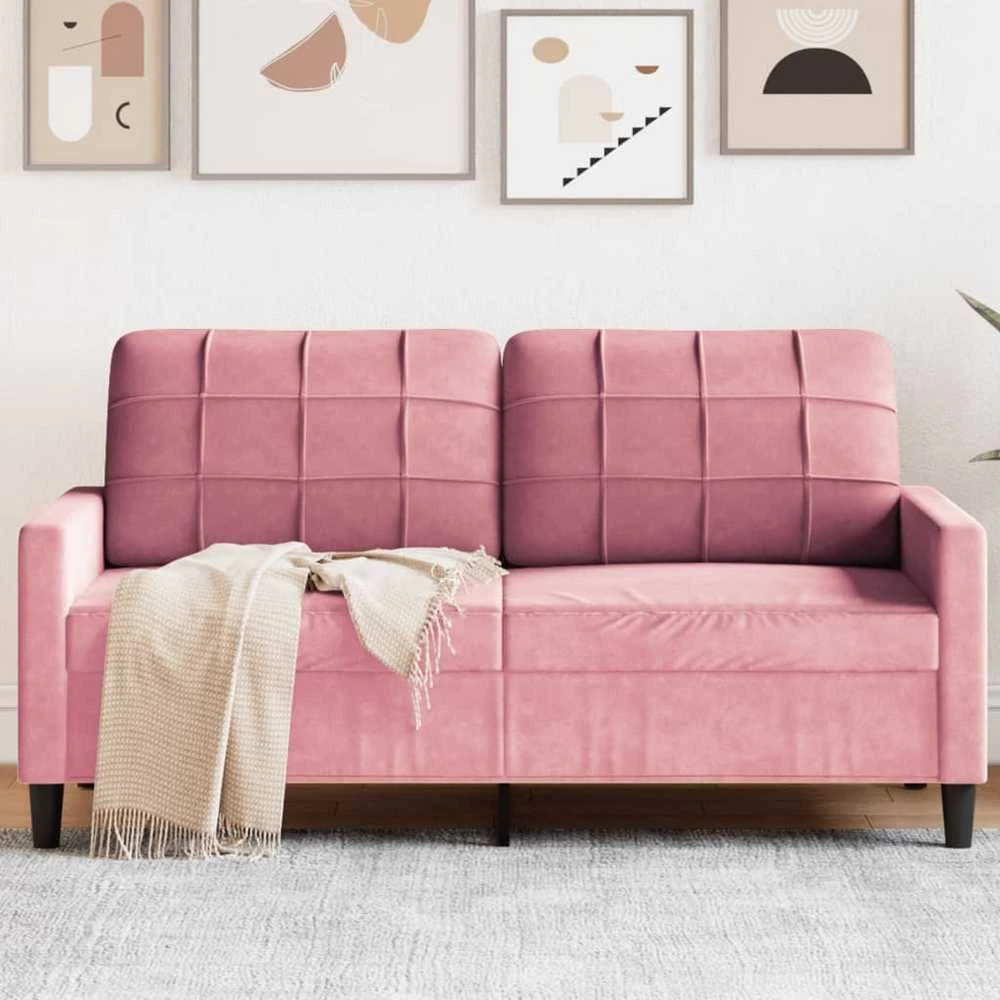 Dvivietė sofa, rožinės spalvos, 140cm, aksomas
