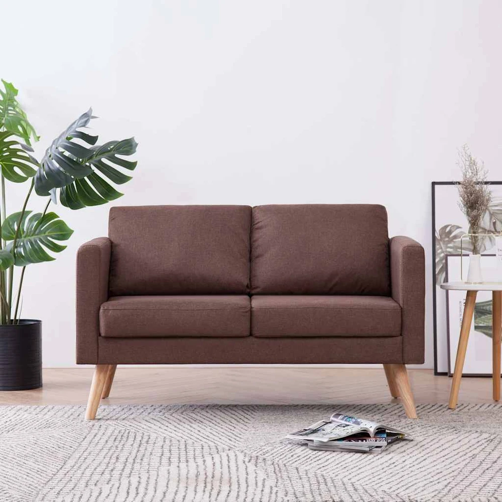 Dvivietė sofa, ruda, audinys