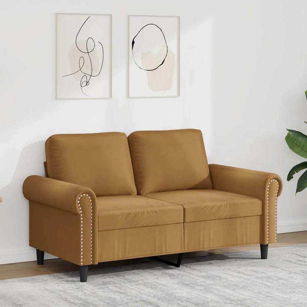 Dvivietė sofa, rudos spalvos, 120cm, aksomas