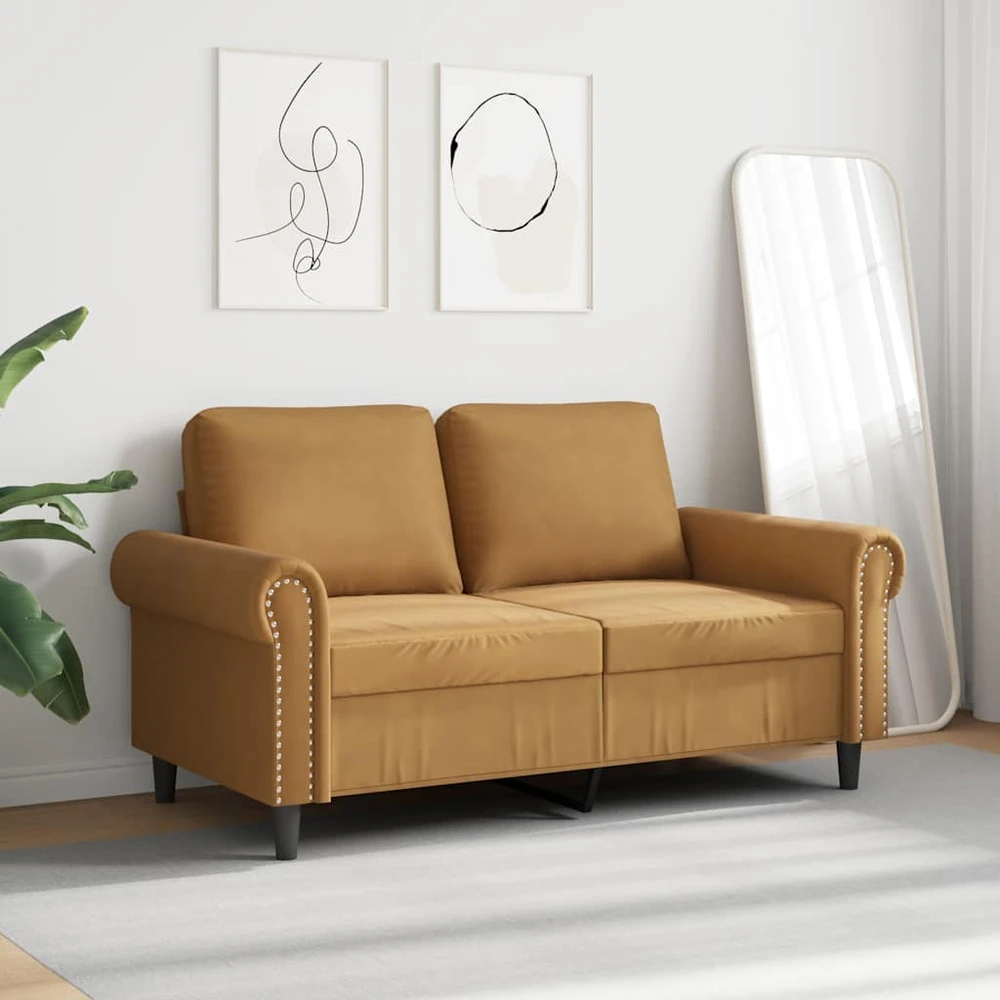 Dvivietė sofa, rudos spalvos, 120cm, aksomas
