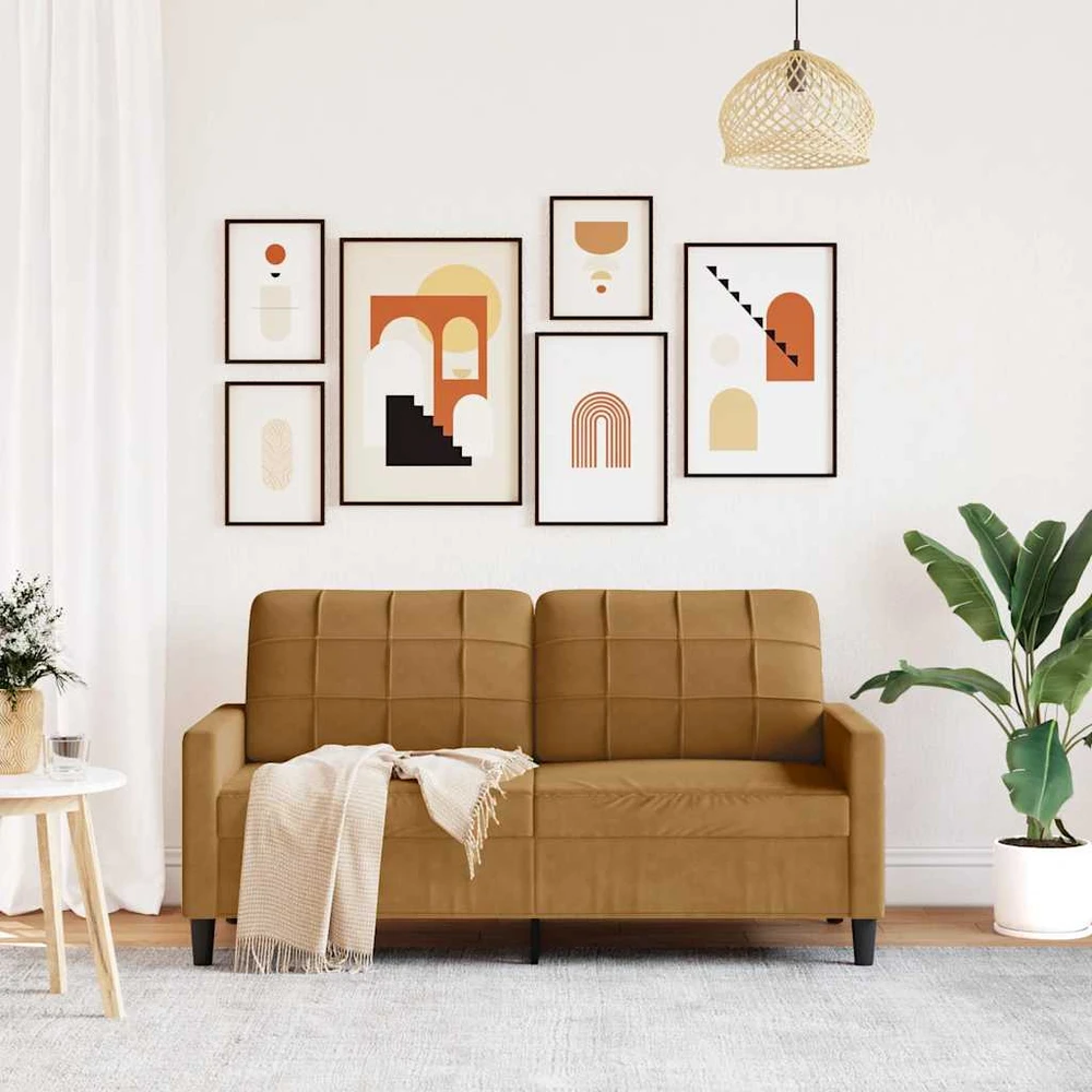 Dvivietė sofa, rudos spalvos, 140cm, aksomas