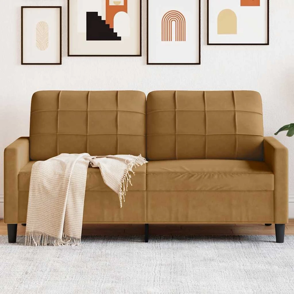 Dvivietė sofa, rudos spalvos, 140cm, aksomas