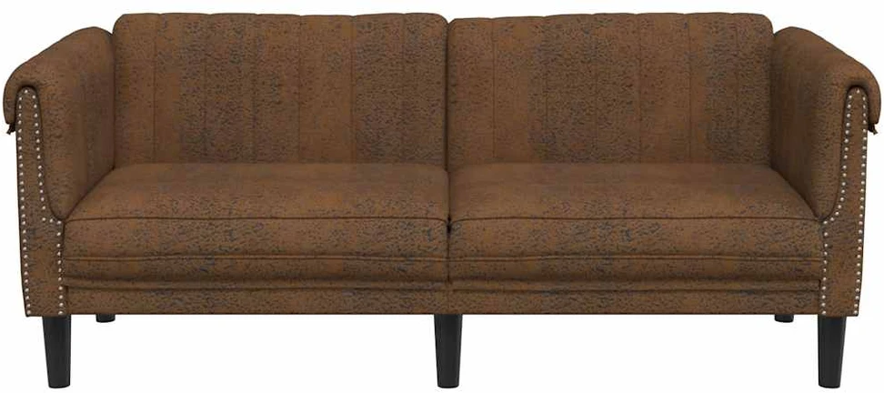 Dvivietė sofa, rudos spalvos, dirbtinė versta oda