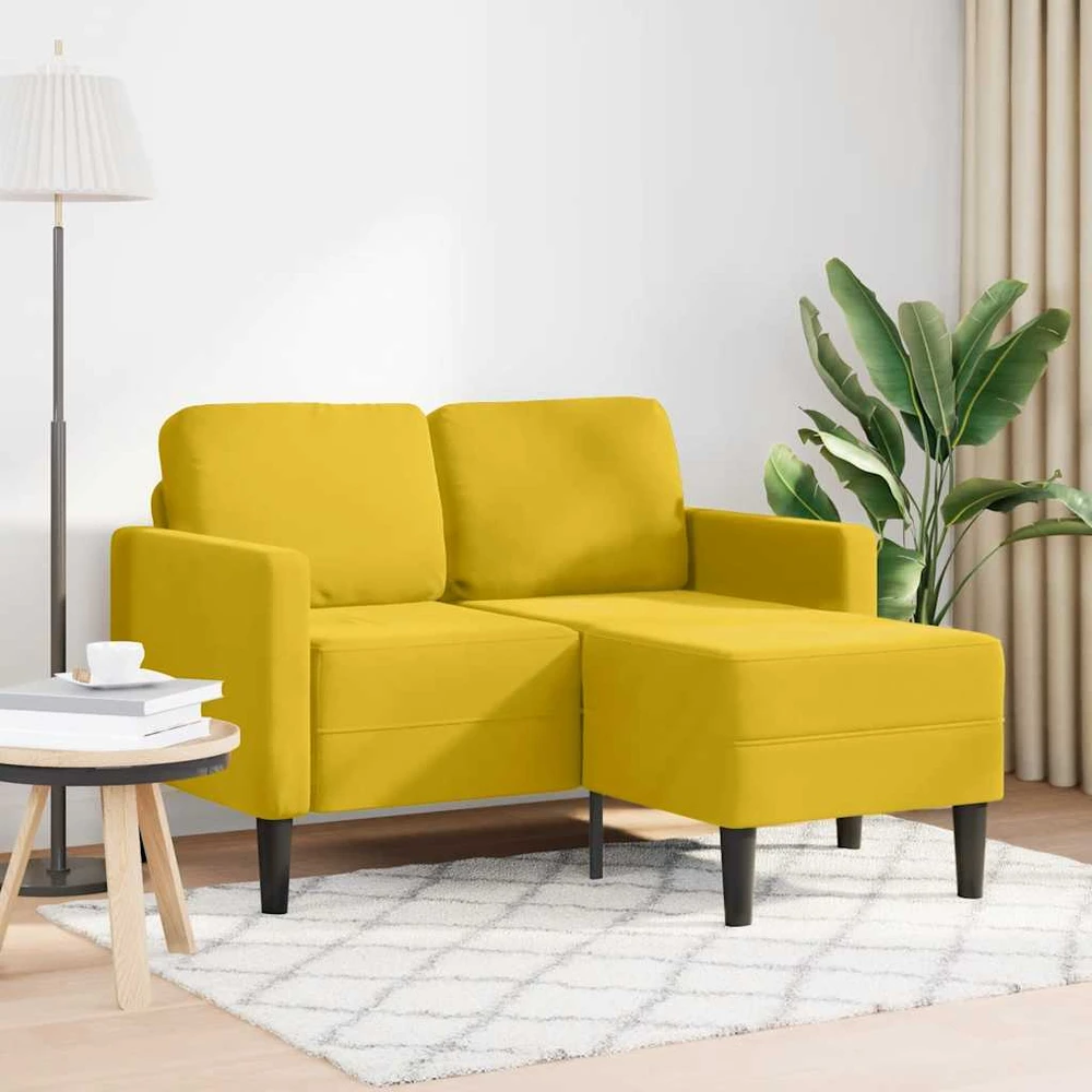 dvivietė sofa su gultu L formos geltona 125 cm aksomas