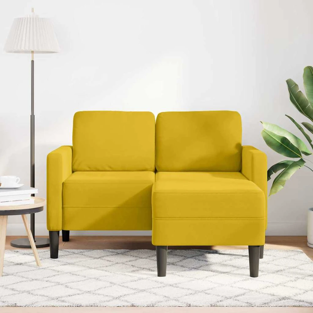 dvivietė sofa su gultu L formos geltona 125 cm aksomas