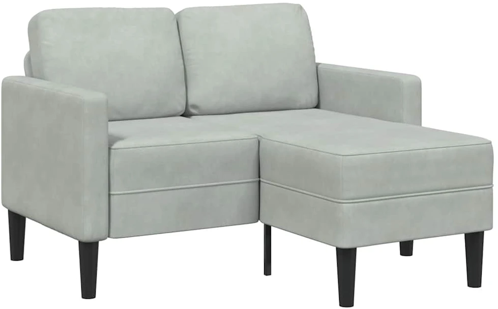 dvivietė sofa su gultu L formos šviesiai pilka 125 cm Velvet