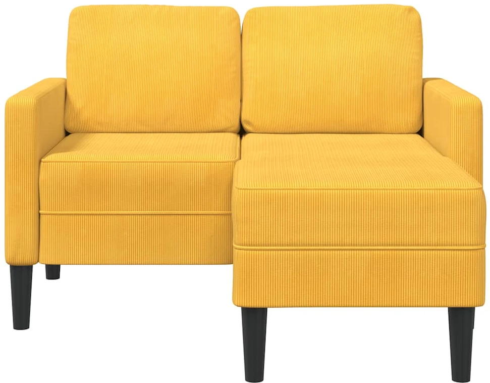 dvivietė sofa su gultu L formos šviesiai geltona 125cm patalynė