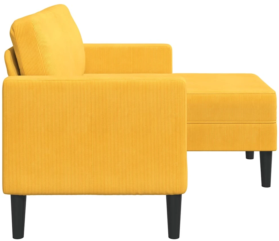 dvivietė sofa su gultu L formos šviesiai geltona 125cm patalynė