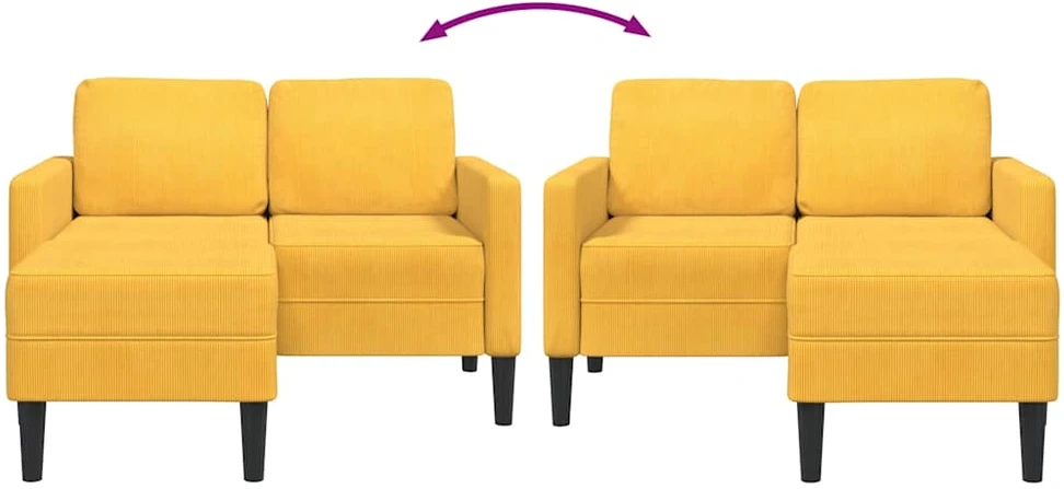 dvivietė sofa su gultu L formos šviesiai geltona 125cm patalynė
