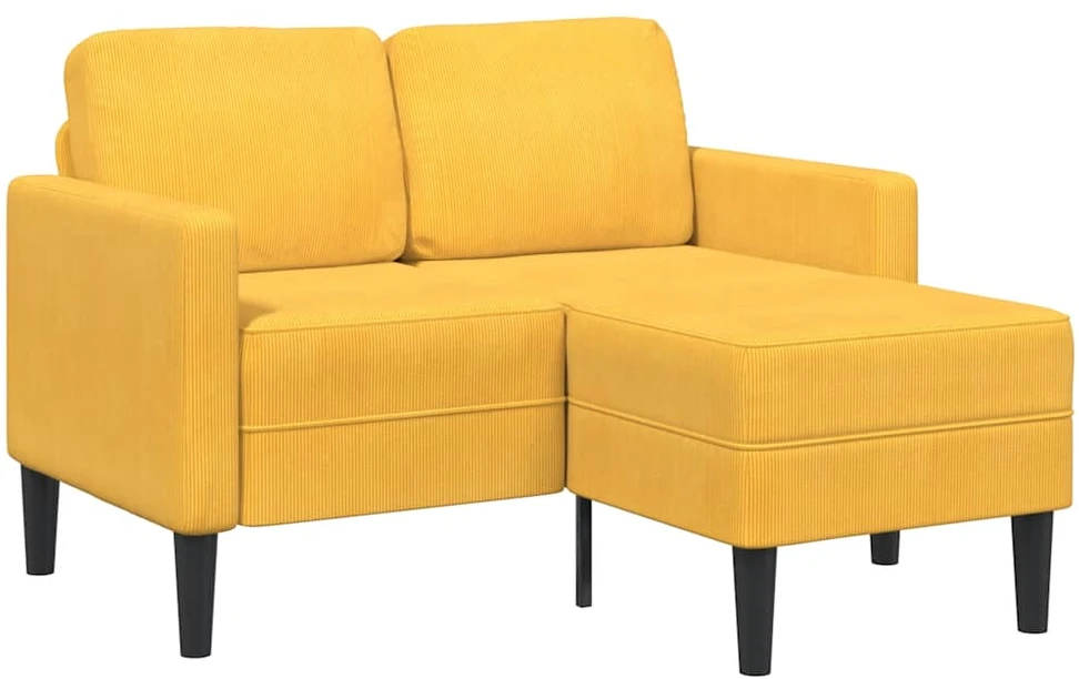 dvivietė sofa su gultu L formos šviesiai geltona 125cm patalynė