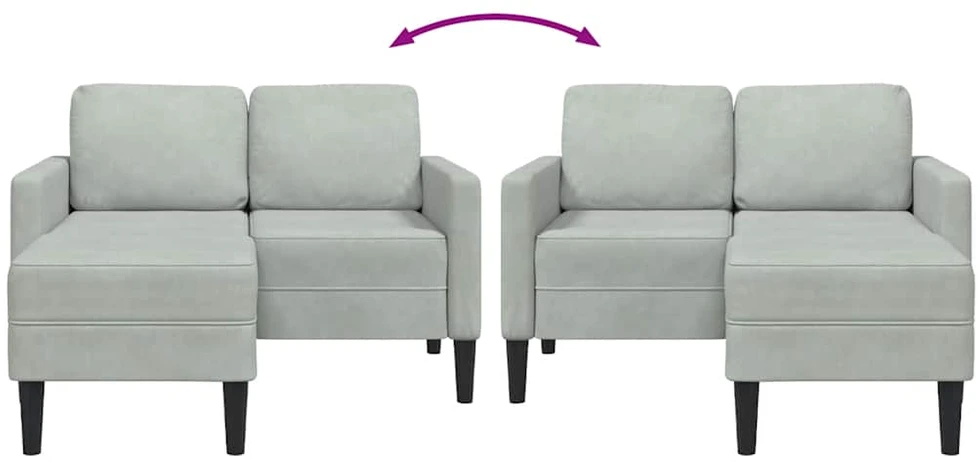 dvivietė sofa su gultu L formos šviesiai pilka 125 cm Velvet