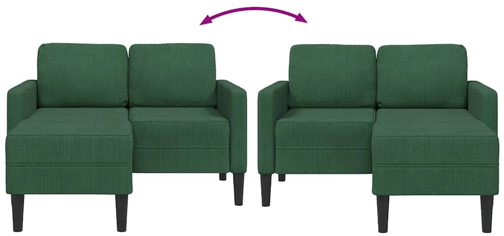 dvivietė sofa su gultu L formos tamsiai žalia 125 cm linas