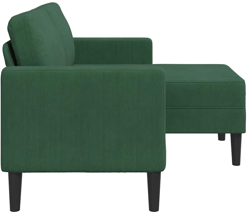 dvivietė sofa su gultu L formos tamsiai žalia 125 cm linas