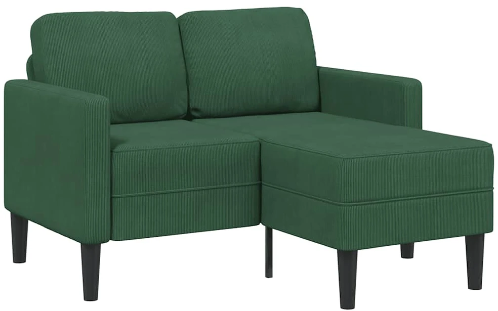 dvivietė sofa su gultu L formos tamsiai žalia 125 cm linas