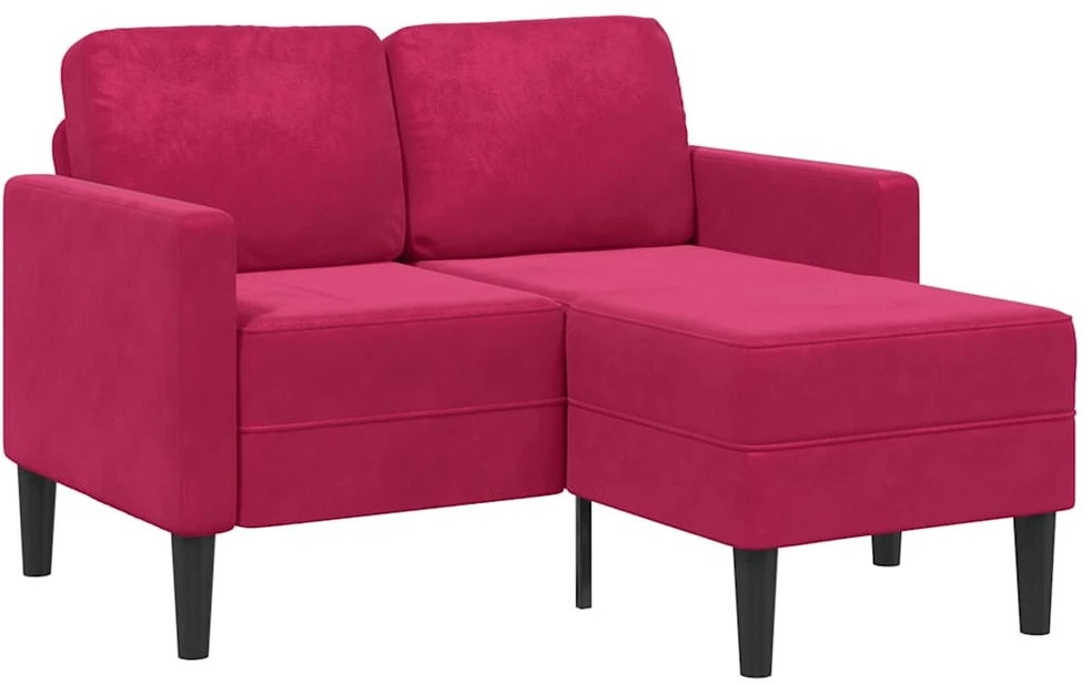 dvivietė sofa su gultu L formos vyno raudona 125 cm aksomas
