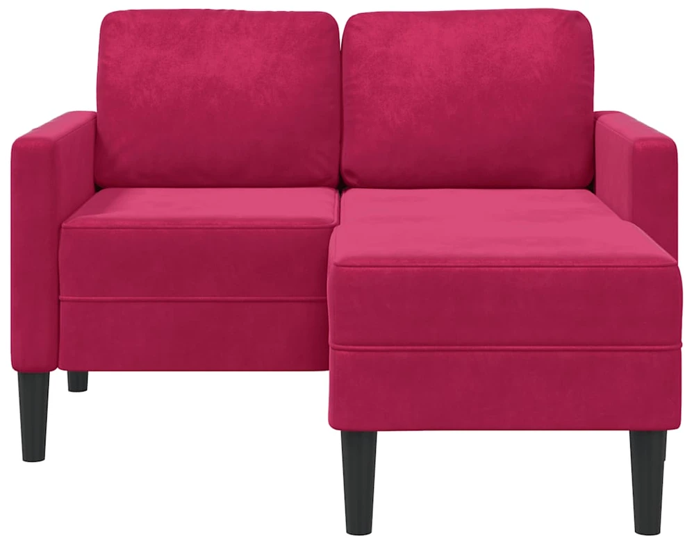 dvivietė sofa su gultu L formos vyno raudona 125 cm aksomas