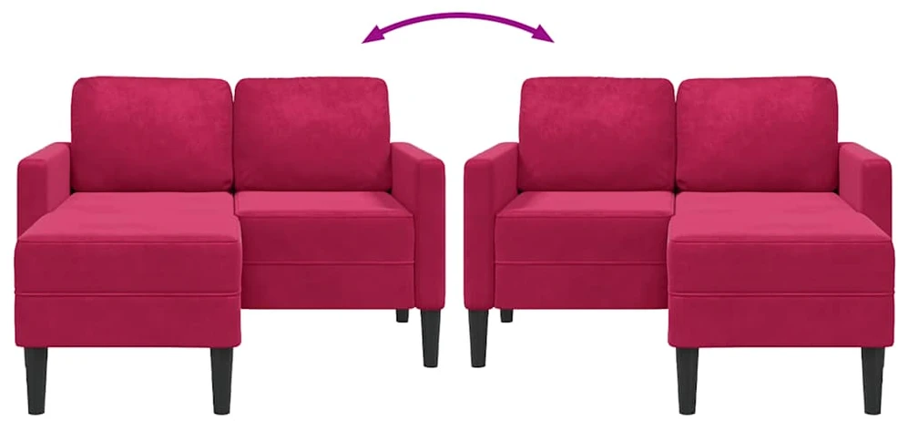 dvivietė sofa su gultu L formos vyno raudona 125 cm aksomas