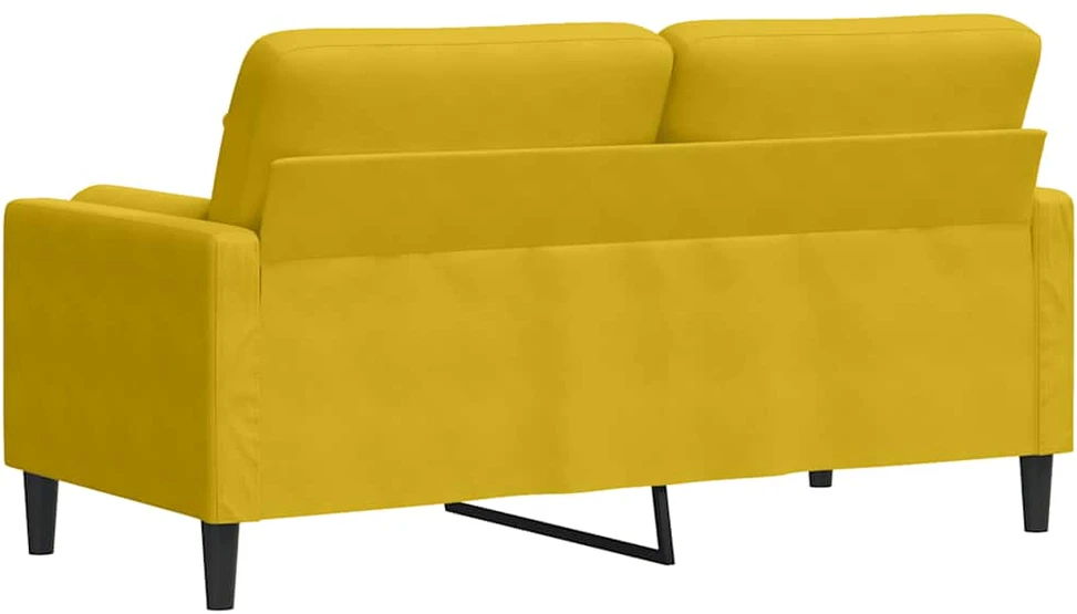 Dvivietė sofa su pagalvėlėmis, geltonos spalvos, 140cm, aksomas
