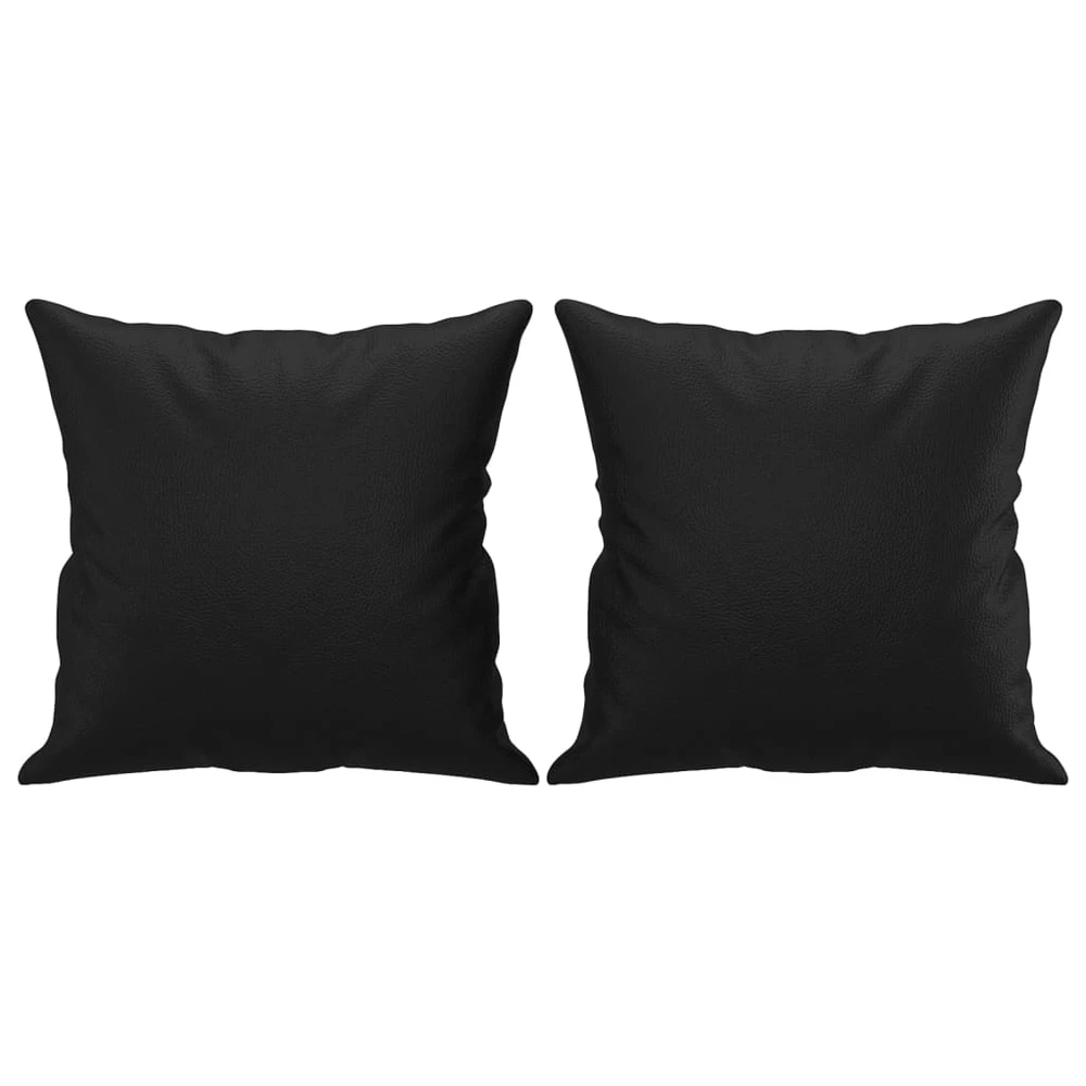 Dvivietė sofa su pagalvėlėmis, juoda, 140cm, dirbtinė oda